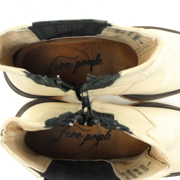 Free People James Chunky Heel Chelsea Leather Boots Women EU 38 White/Black - Picture 14 of 16